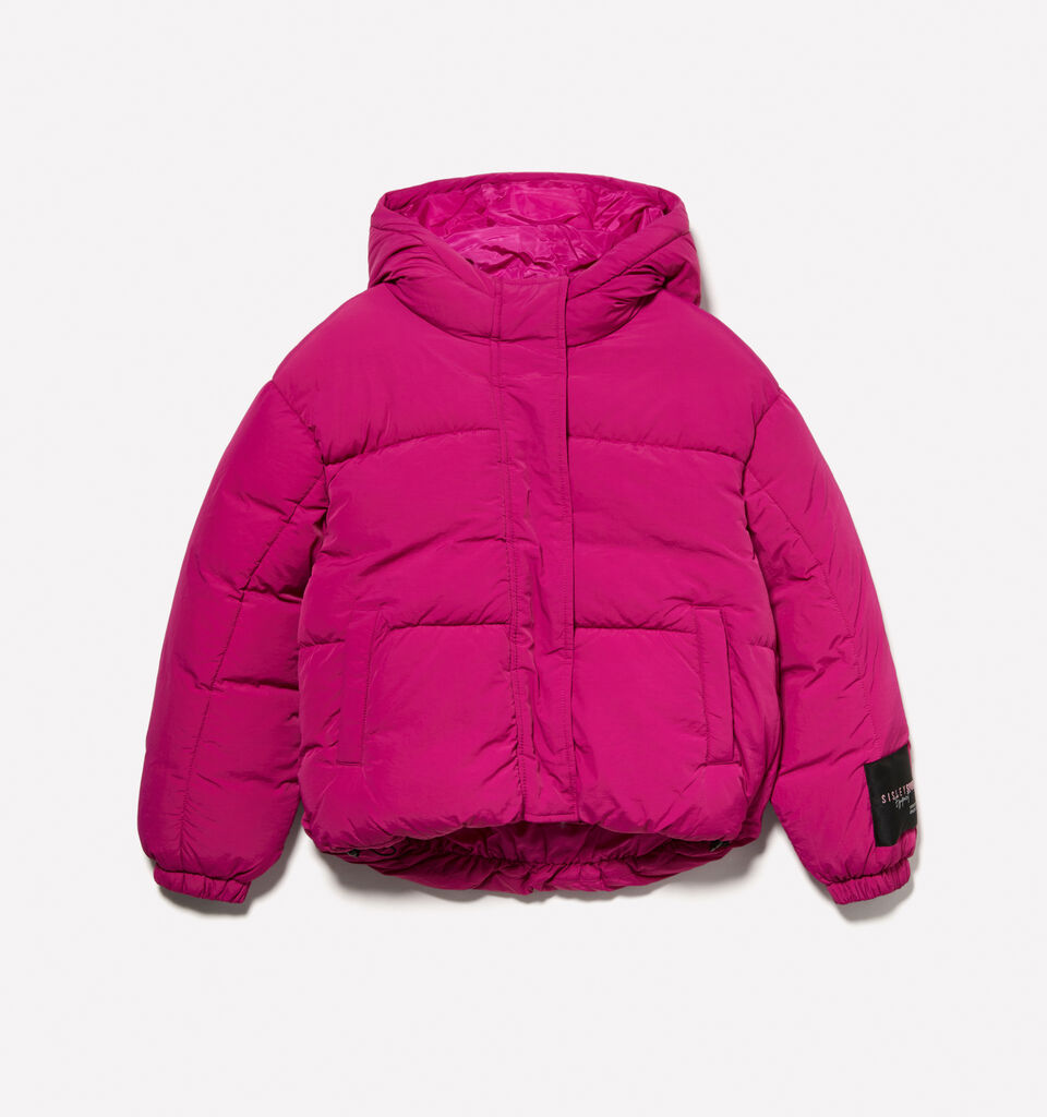 Oversized fuchsia padded jacket - girls' outerwear - Fuchsia | Sisley Young image number 1